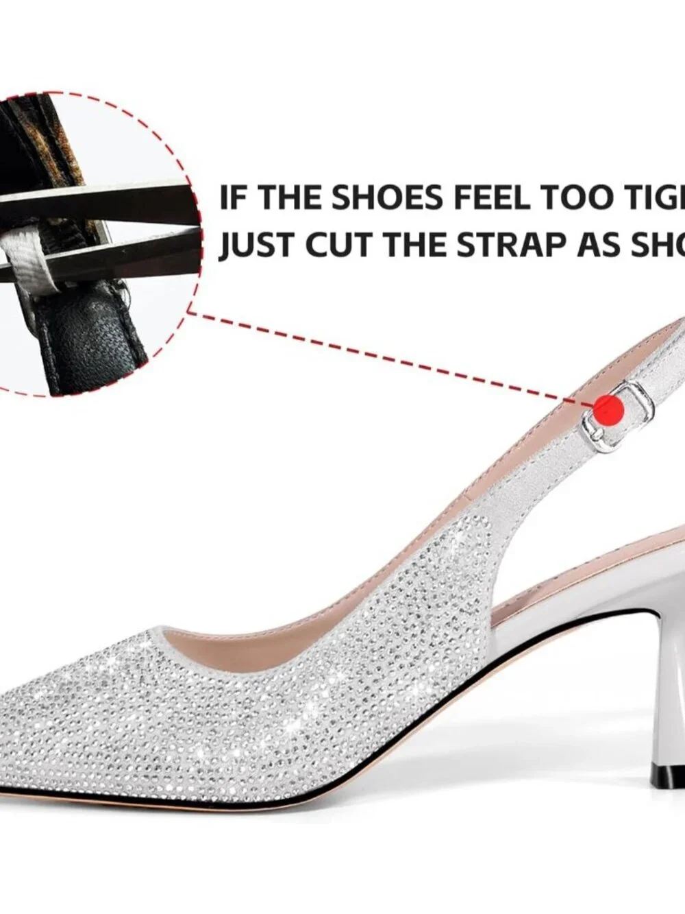 Women's Silver Kitten Slingback Low Heels Dress Shoes Closed Toe Pumps